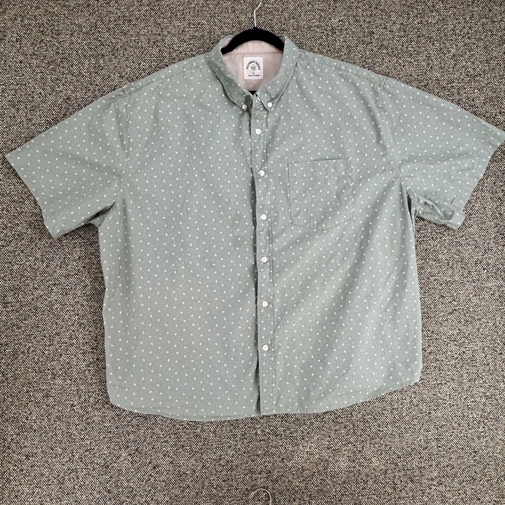 Dubinik Mens 4XL Sage Green Floral Button Down Short Sleeve Cotton Casual Shirt